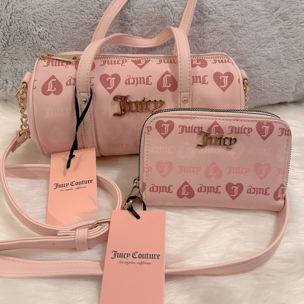 NWT Juicy Couture Bestseller Mini Barrel & matching multi compartment wallet